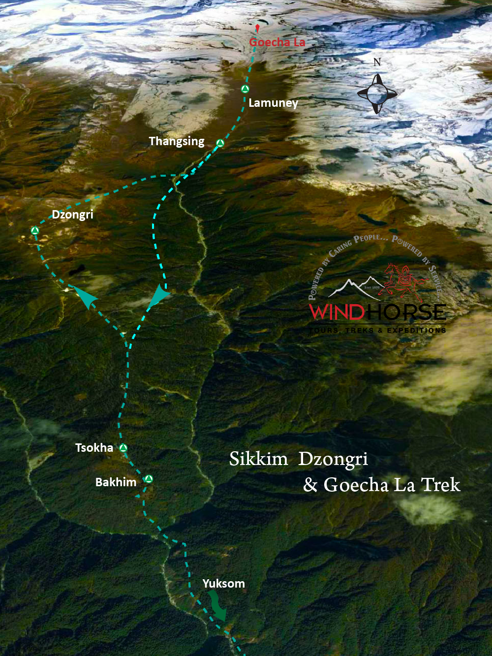 Dzongri & Goecha La Trek Sikkim Trip Map, Route Map