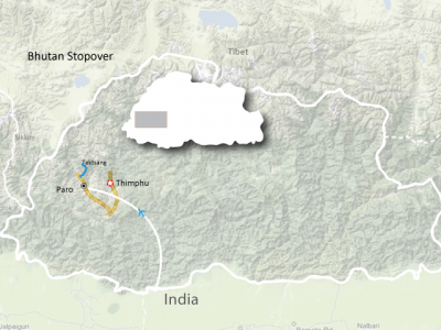 Bhutan Stopover Map