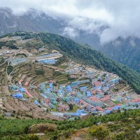 Nanche Bazar, a well known tredding point on Khumbu region