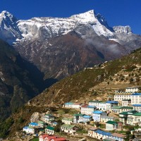 Namche Bazar, background is the Mt. Kongde Ri (6186m)