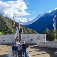 In the musium compound visitor taking photos with the First Mt Everest successful climber Tenzing Norgey Sherpa Memorial stupa