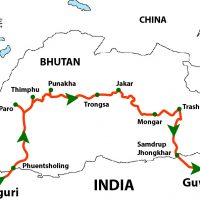 Motorbiking in Bhutan Tour Map