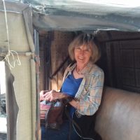 Janet in Tempo Rickshaw Windhorse Tours